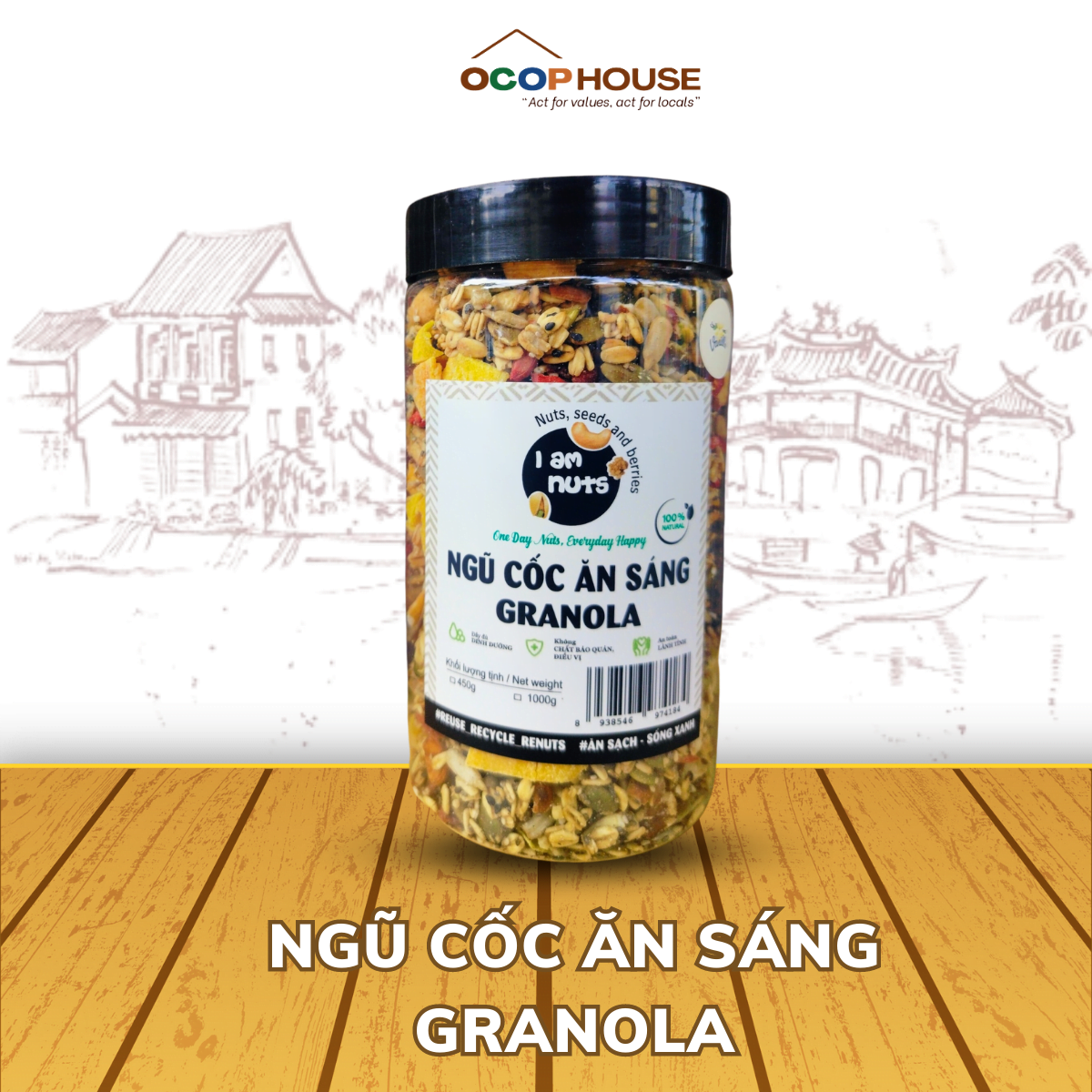 Ngũ Cốc Ăn Sáng Granola I Am Nuts Hũ 500g